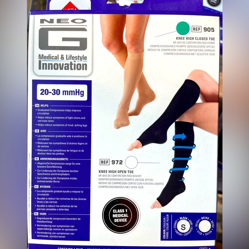 Black - Compression knee high closed toe socks...multiple sizes 20-30 mmHg